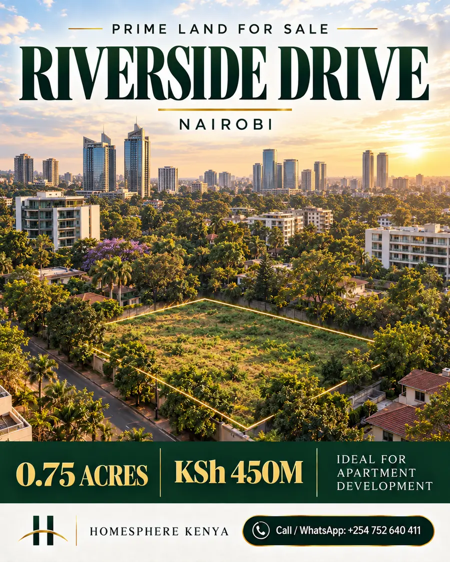 Three Quarter Acre Land for Sale on Riverside Drive Nairobi